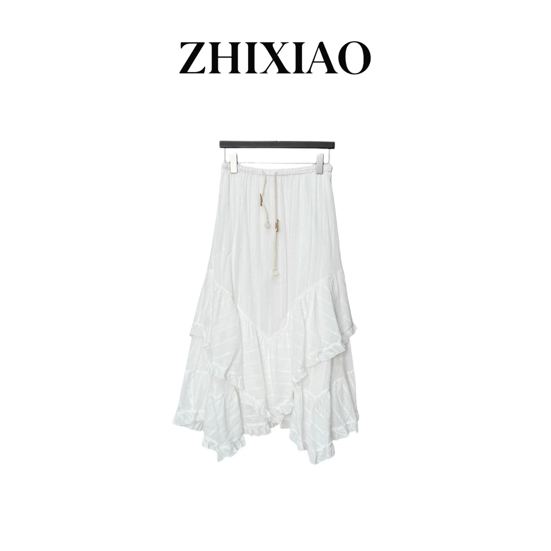 【ZHIXIAO】夏季新款：抽绳不规则半裙72691