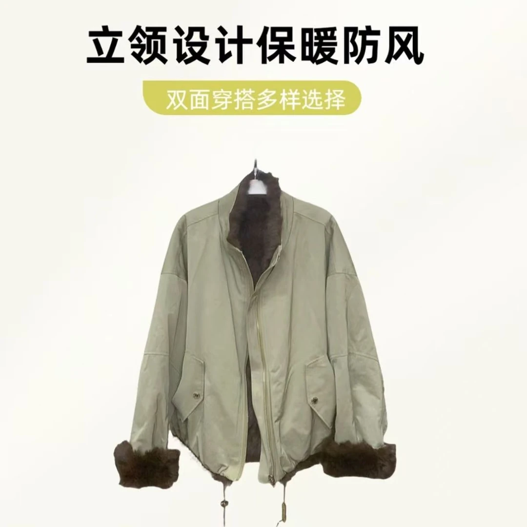 2025款防风立领女短外套双面穿皮草派克女士派克服双面