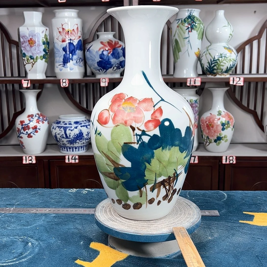 摆件景德镇陶瓷棒荷花花