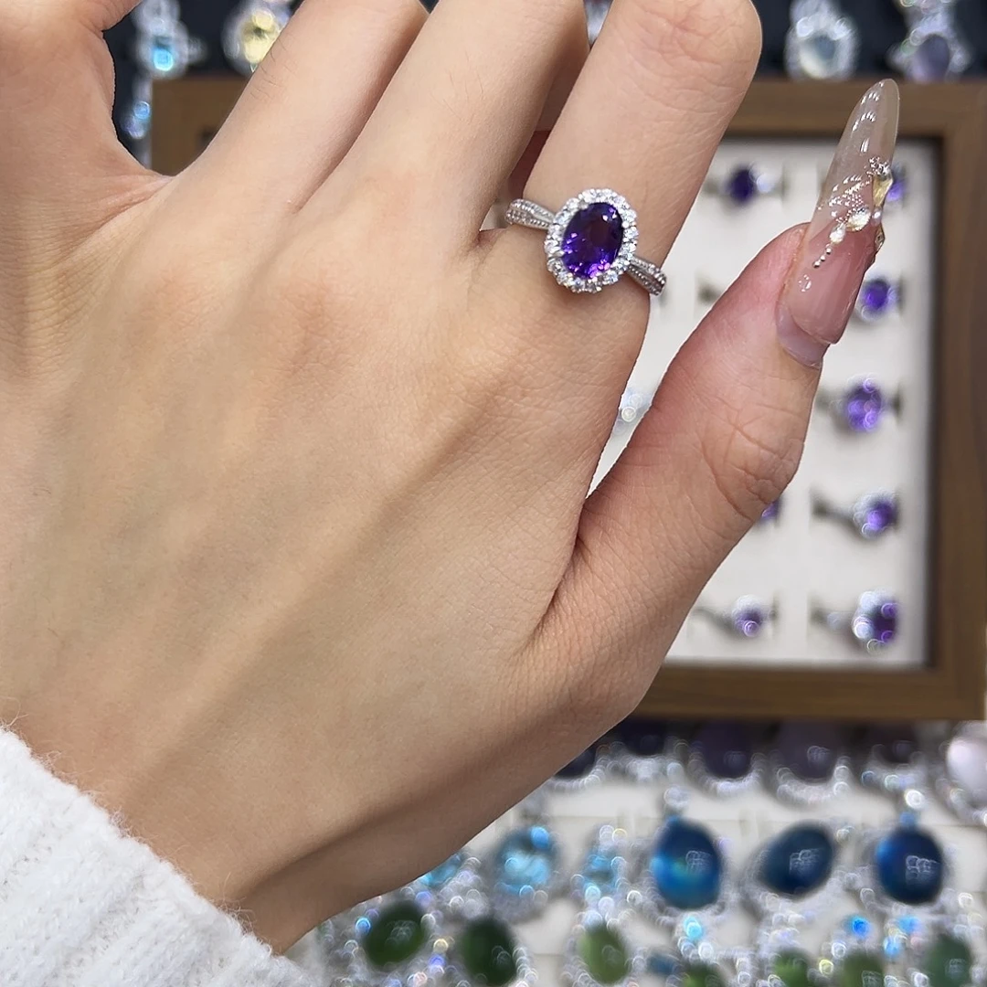 戒指紫晶银S925镶嵌