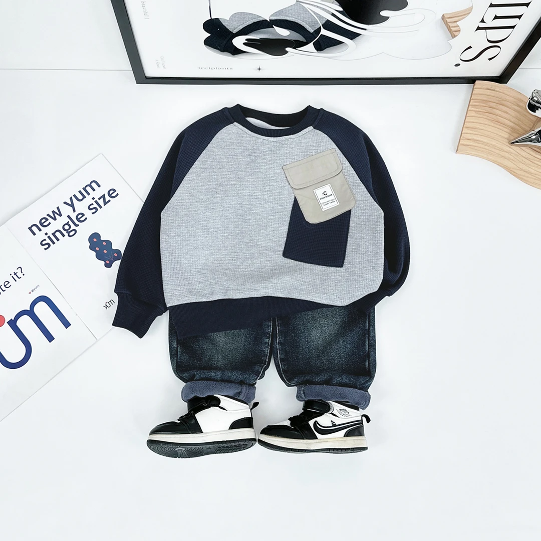 儿童新卫衣加绒款长袖2025新款秋冬装男童 D-YC6907 悠悠童话童装