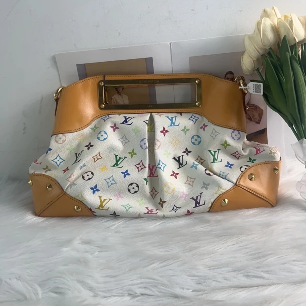 95新 LouisVuitton/路易威登 路易威登百搭款白三彩手提包