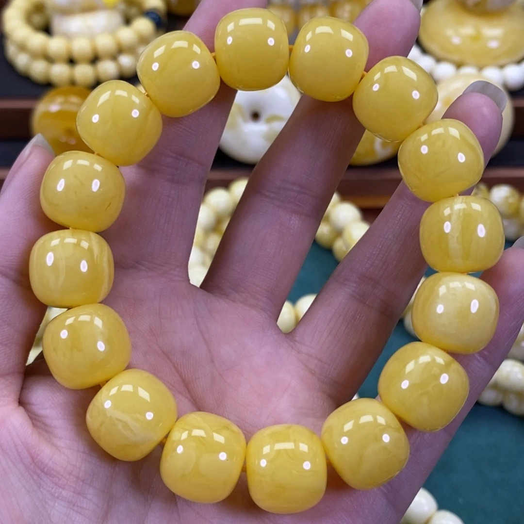 琥珀裸石未镶嵌同料手串