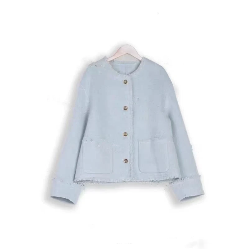 【CJJ.OOTD】新款双面呢轻奢大衣女短款小香风拉毛呢小个子外套8890
