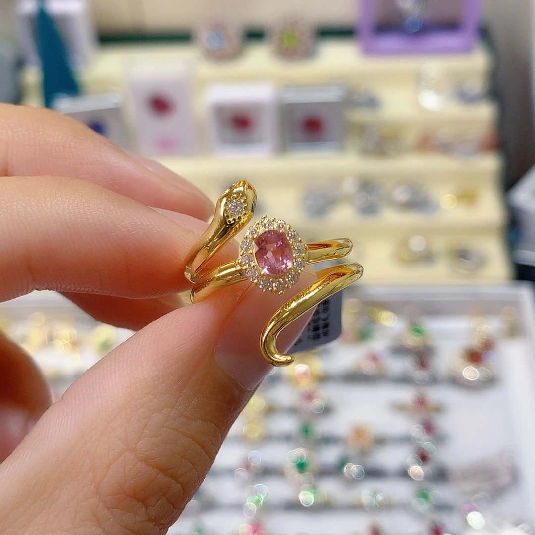 小***猪碧玺戒指戒指银S925镶嵌