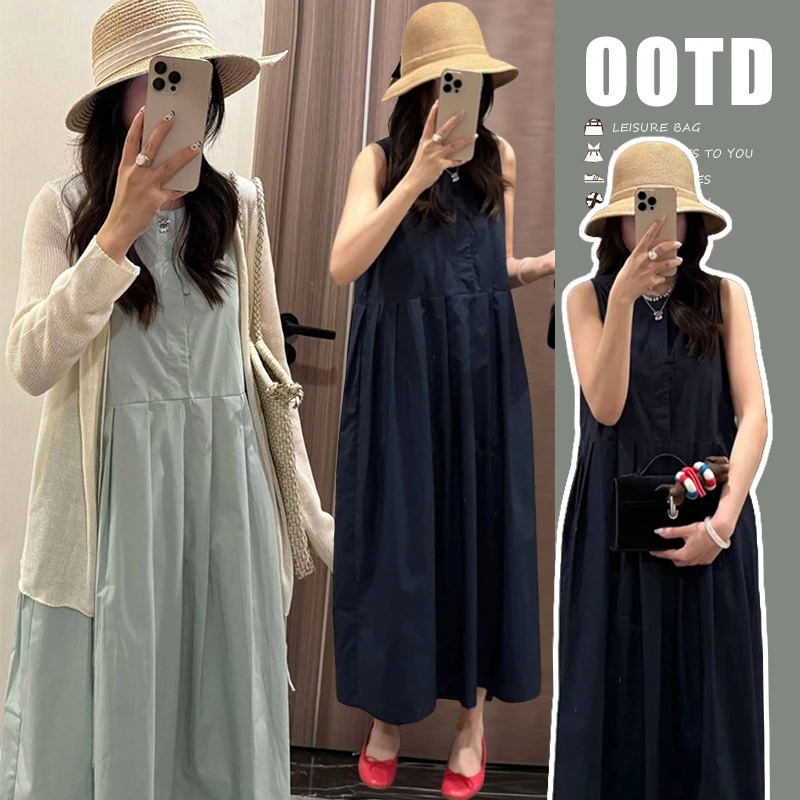 孕妇装夏装2025新款时尚气质宽松背心裙开衫夏季大码连衣裙潮妈