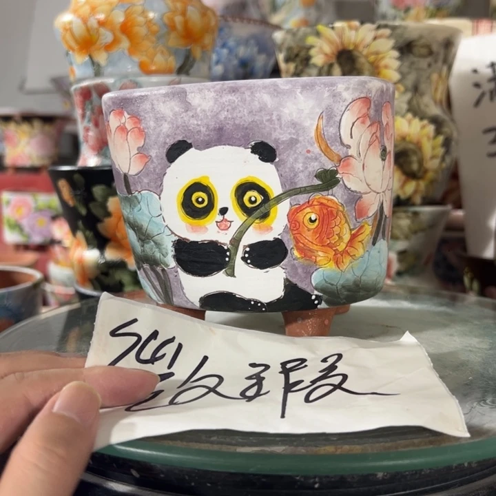 景德镇手绘花盆满38包邮偏远地区除外