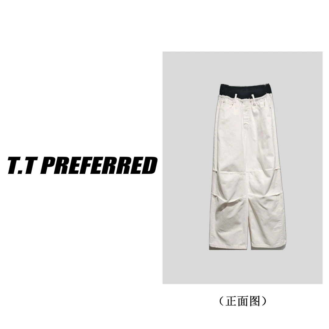 【T.T】25新款时尚百搭高腰阔腿牛仔裤K-01