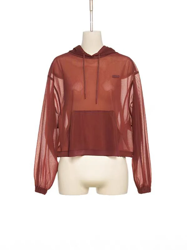 PUSHBUTTON  设计师品牌25早秋新品休闲风薄款连帽套头镂空短外套