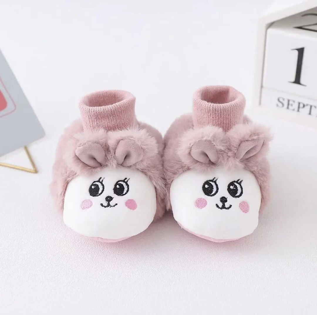 冬季新款加厚羊羔绒婴儿鞋袜新生儿防滑学步鞋防掉婴儿地板袜