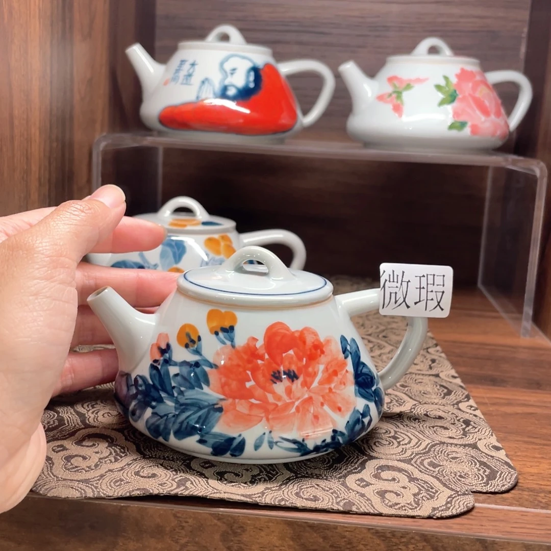 釉下手绘茶具微瑕