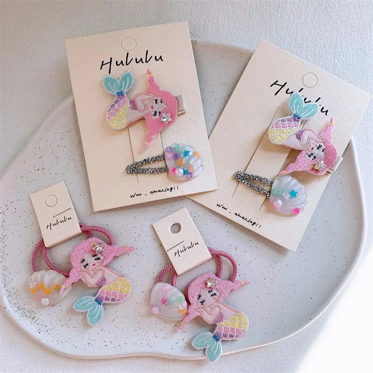 可爱美人鱼珠光发夹女童果冻贝壳发饰发卡彩色小女孩清新甜美