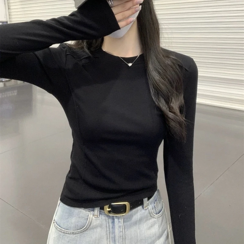 【过肩螺纹立体磨毛基础打底长袖】