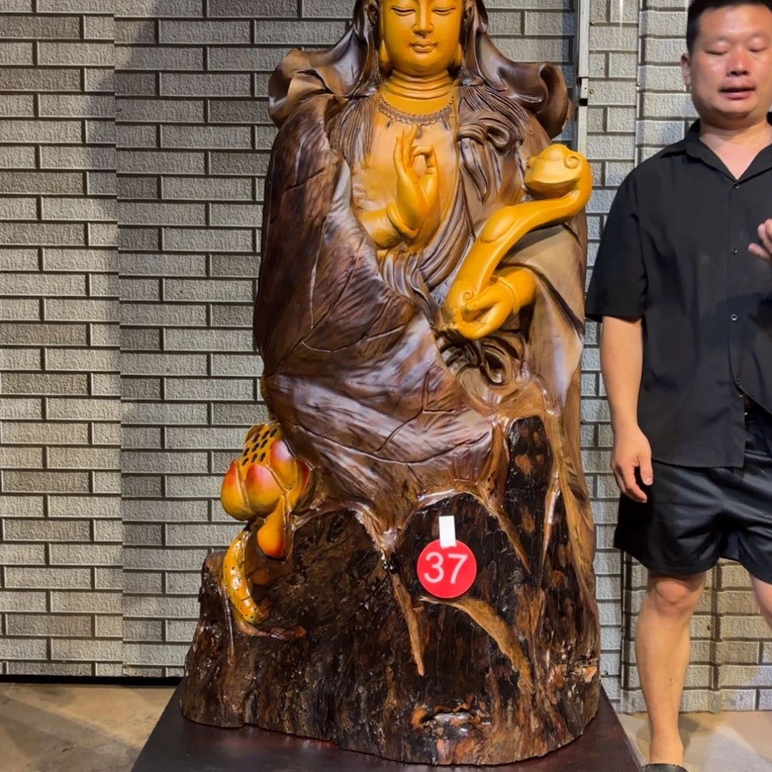 森***谜香樟木香樟木材质南海观音178 70 55《不上楼不入户》