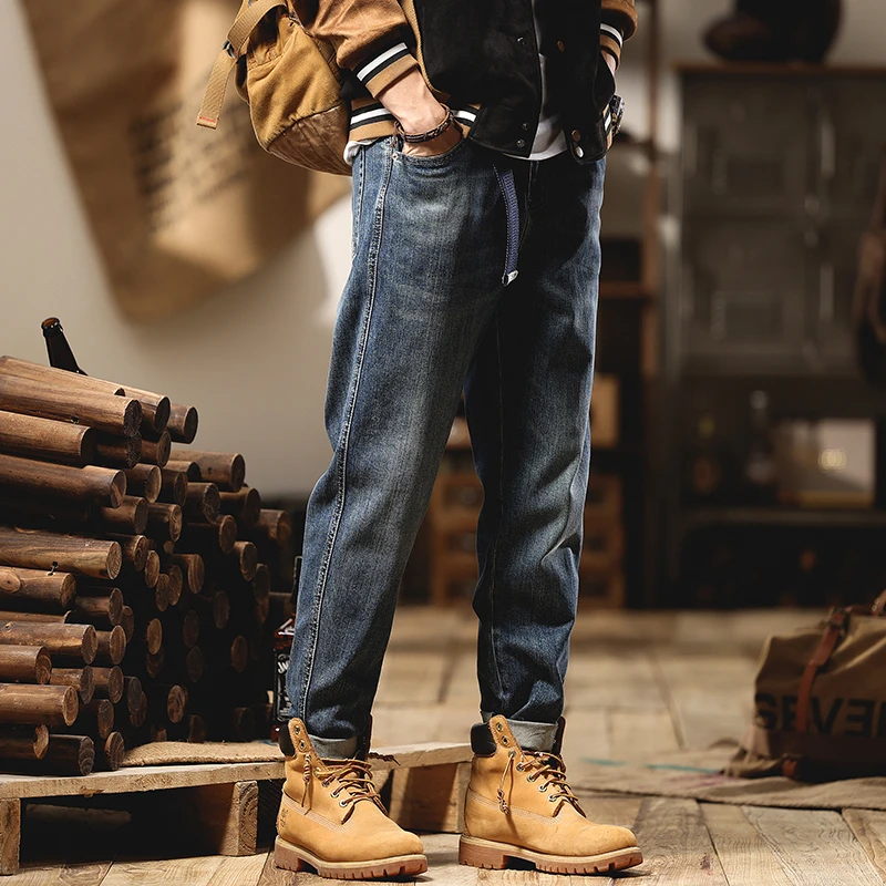 赤单K8331修身高端水洗牛仔裤男休闲宽松直筒春秋莱赛尔男裤子