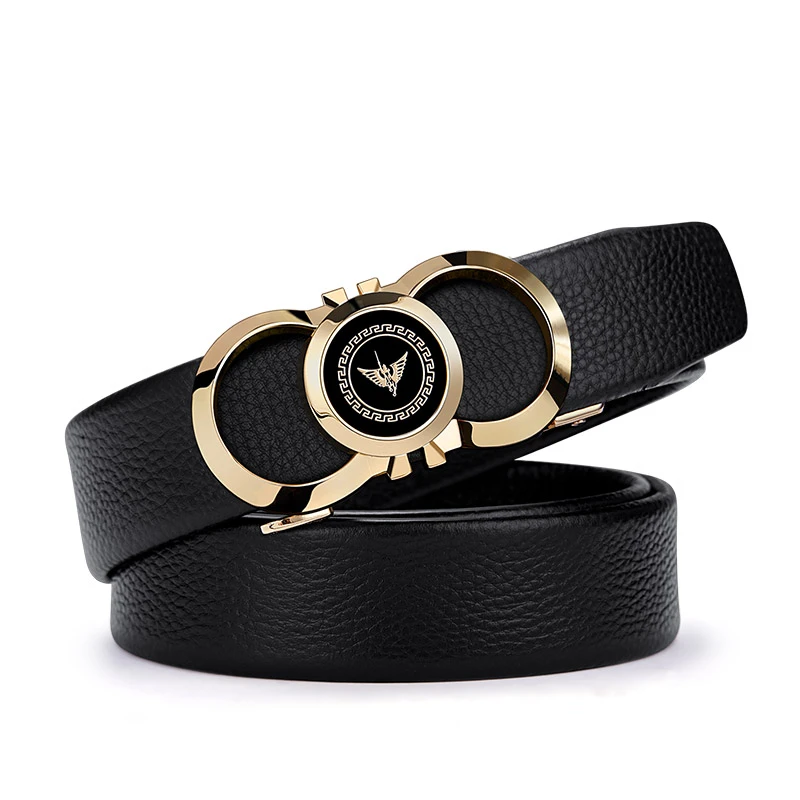 英皇保罗男士时尚牛皮自动扣皮带商务潮流休闲百搭男款腰带送人