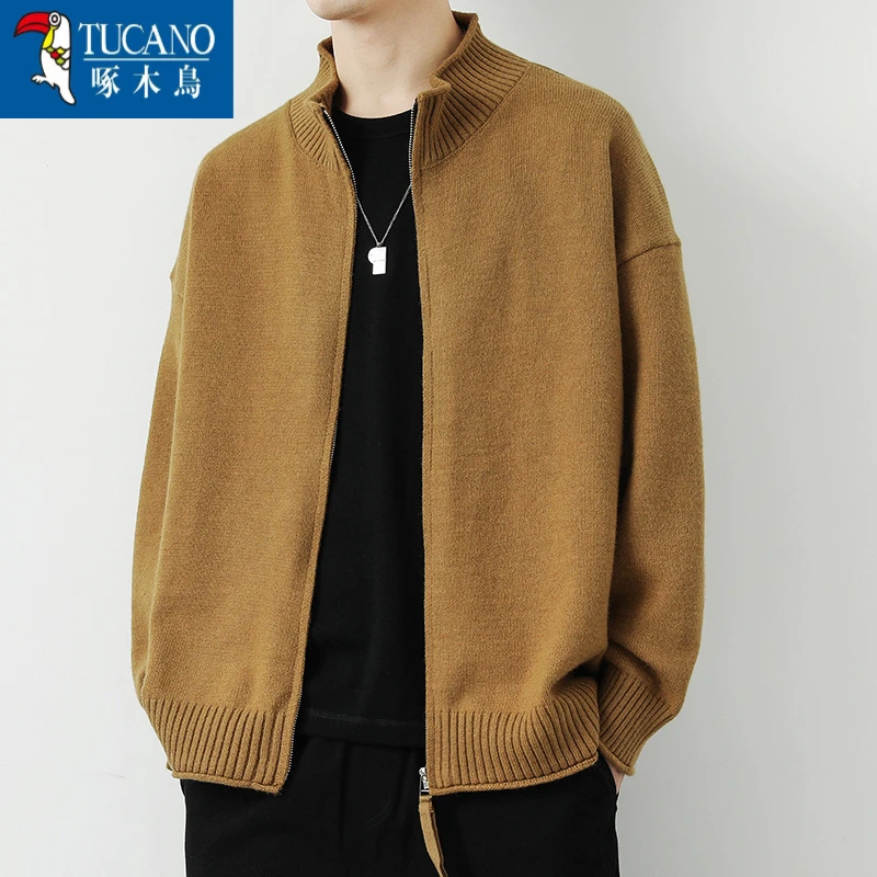 【TUCANO啄木鸟】开衫毛衣男外套春秋季宽松立领色针织衫休闲潮牌日