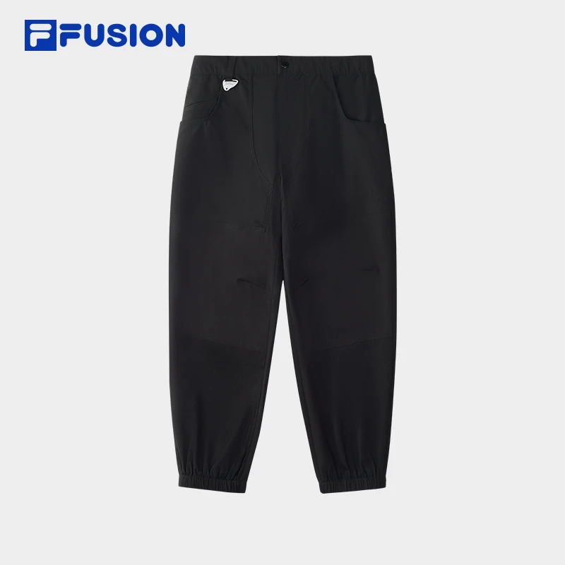FILA FUSION男士黑色梭织有型运动宽松束脚裤 T11M531803F