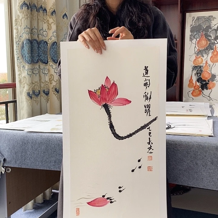 国画纯手绘国画写意作品34*68