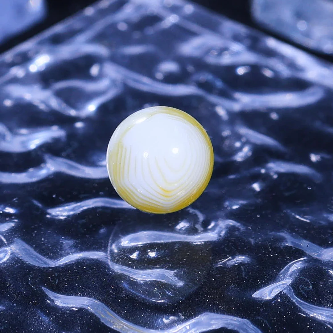 AF054  9.6mm金瓷白水波纹拉丝妖蜜蜡圆珠单珠文玩配珠