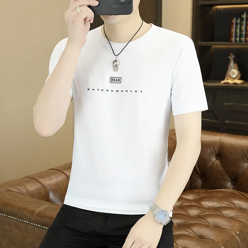 2025男士夏季时尚速干冰丝短袖休闲透气青年半袖打底衫圆领百搭