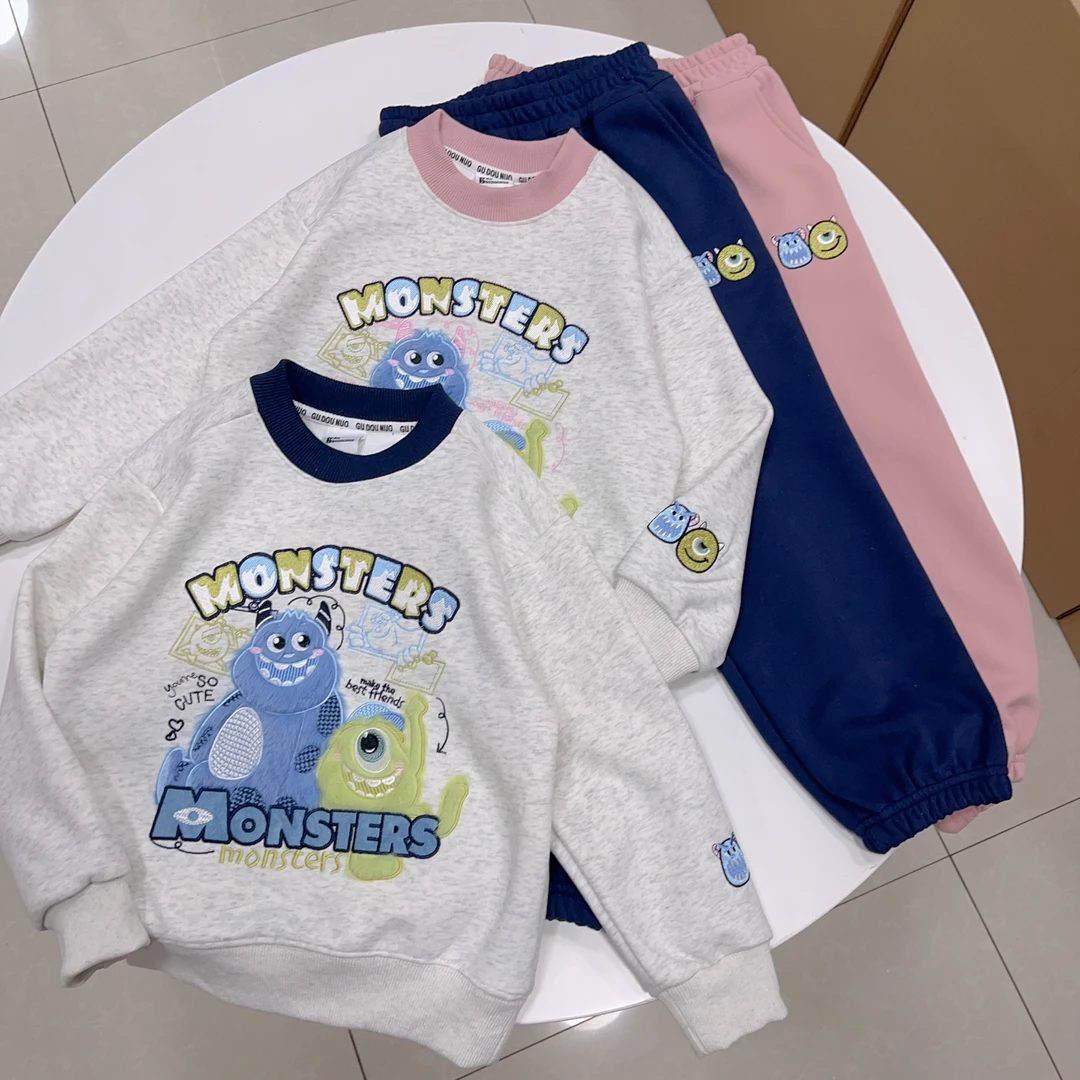 （春款）圆领儿童套装男童女童卫衣卫裤两件套刺绣韩版百搭小中大童