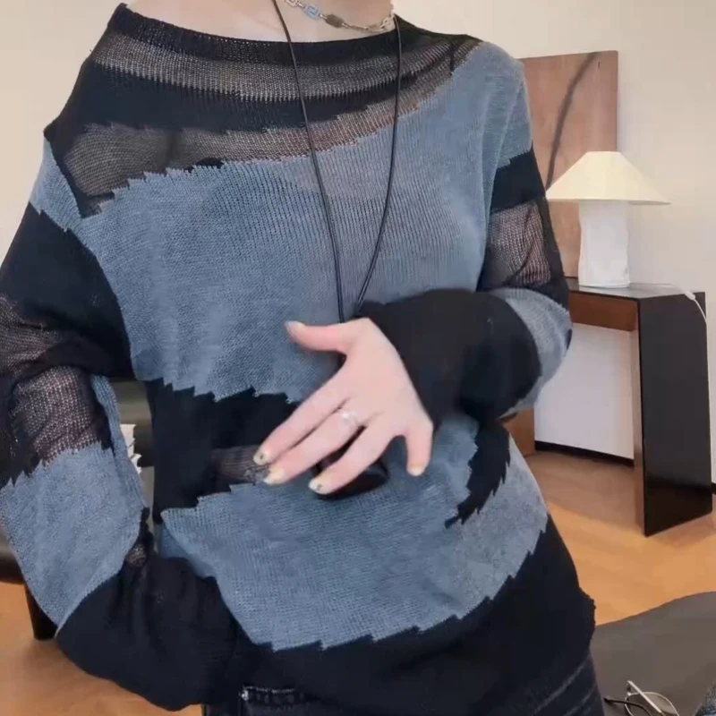 2025新款时尚设计师款拼色打底针织衫LK2505409