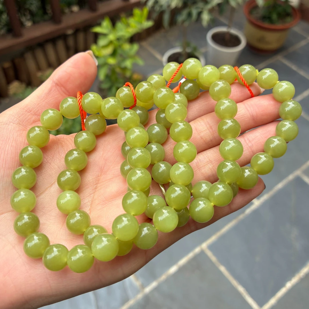 纯天然新疆和田玉若羌青黄口手串保真天然卡10mm多样性发其一