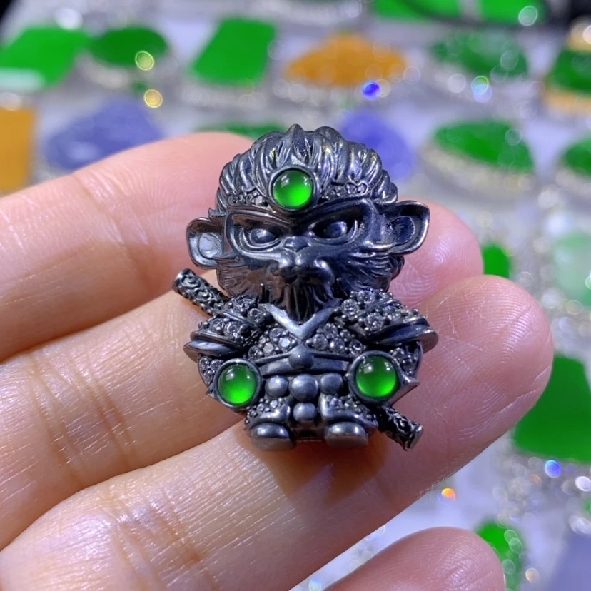 【闪购商品】翡翠挂件银S925镶嵌天然翡翠