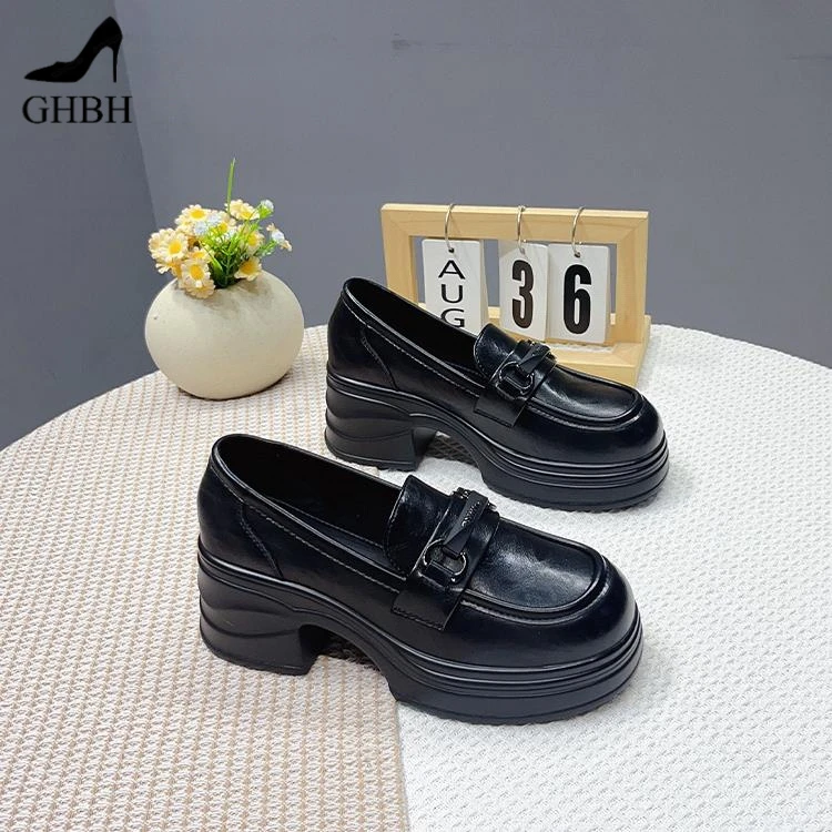 厚底增高6cm乐福鞋女2025秋季新款百搭JK单鞋配裙子英伦风小皮鞋