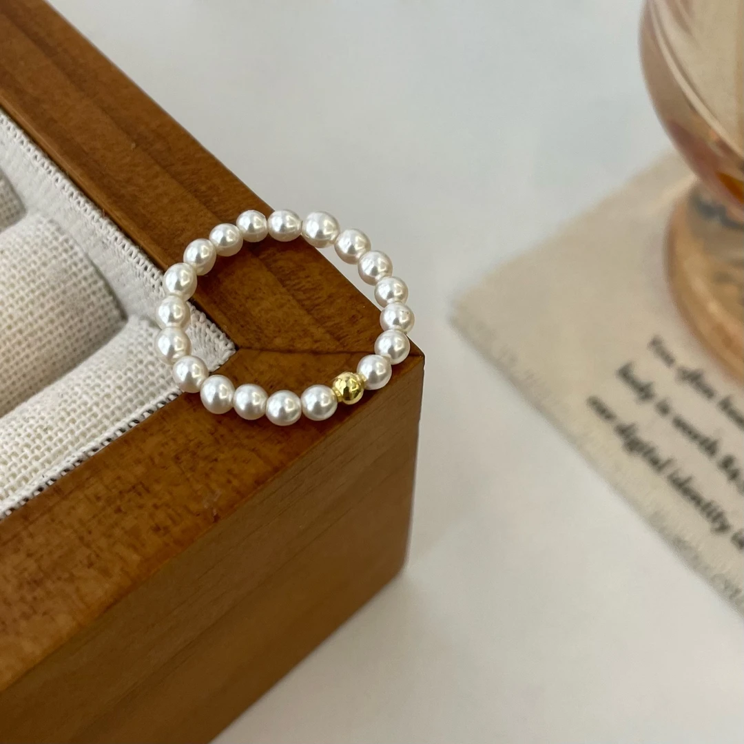 小米珠正圆弹力绳戒指时尚气质经典