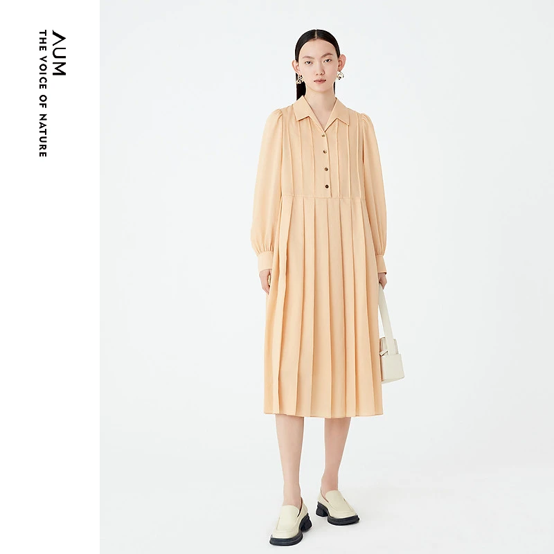 【妍妍精选】AUM/噢姆显瘦气质长袖时尚休闲宽松连衣裙M1DE32046