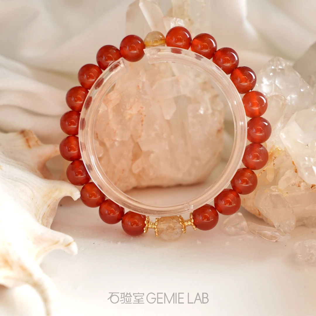 【发晶红链】红玛瑙发晶手串设计师款