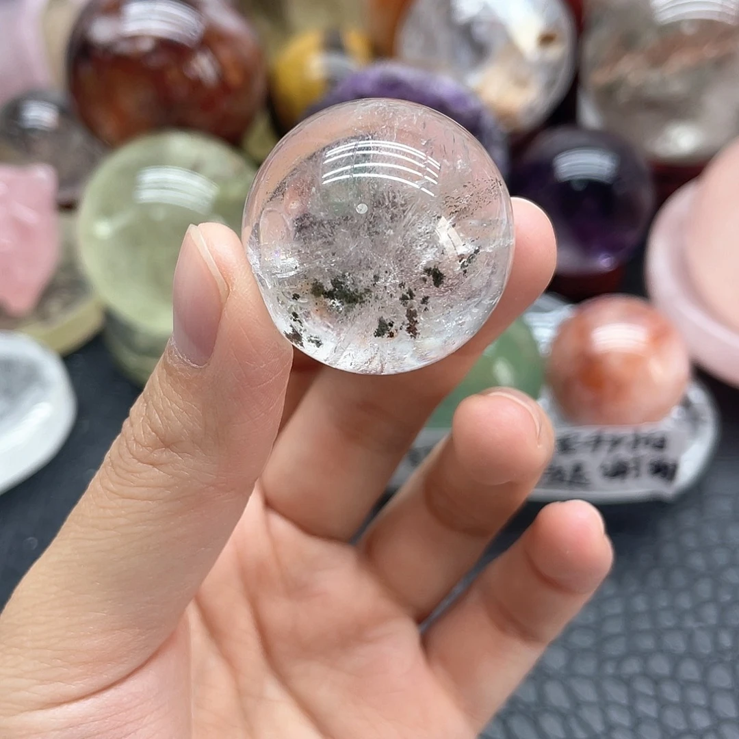 未镶嵌发晶珠宝半成品93白水晶单株卡3mm