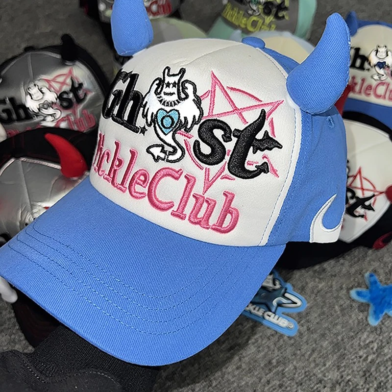 【陈奕恒同款】梁拌泡菜 次元恶魔幽灵刺绣个性 显脸小鸭舌帽男女