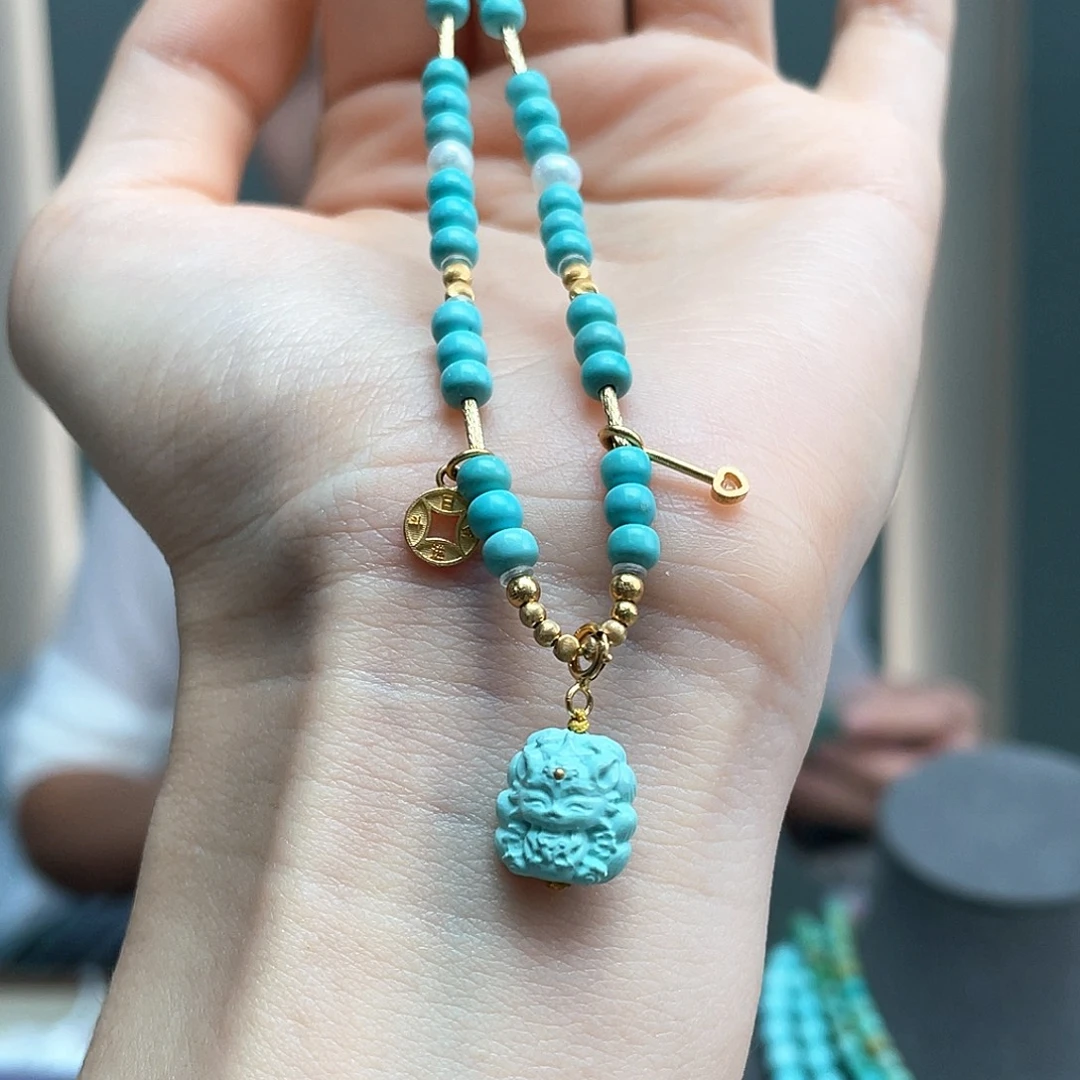 绿松石18K金镶嵌颈饰