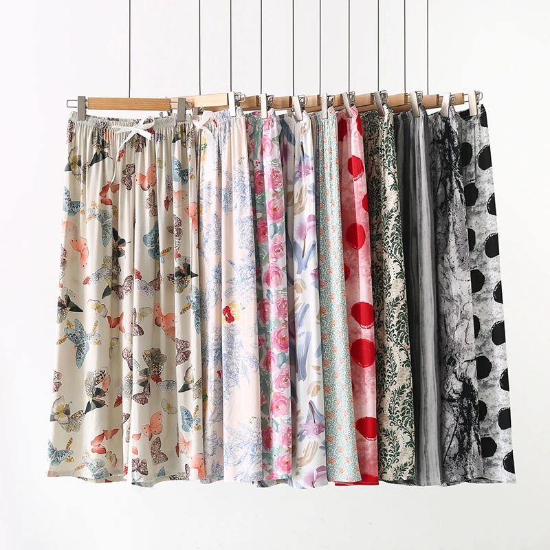 女士2025夏季新款可外穿棉绸裤子薄款宽松休闲居家防晒阔腿睡裤女