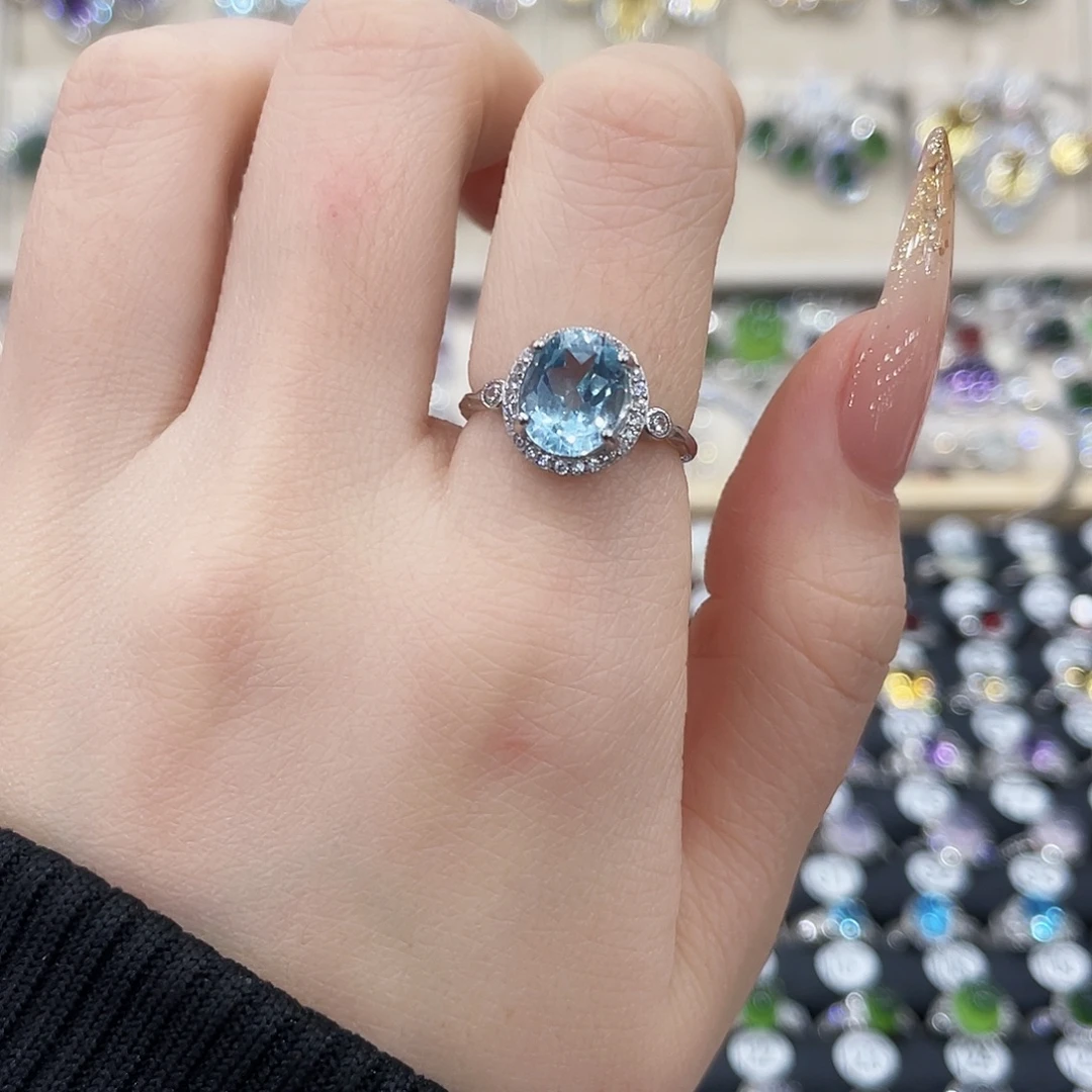 银S925镶嵌托帕石戒指戒指