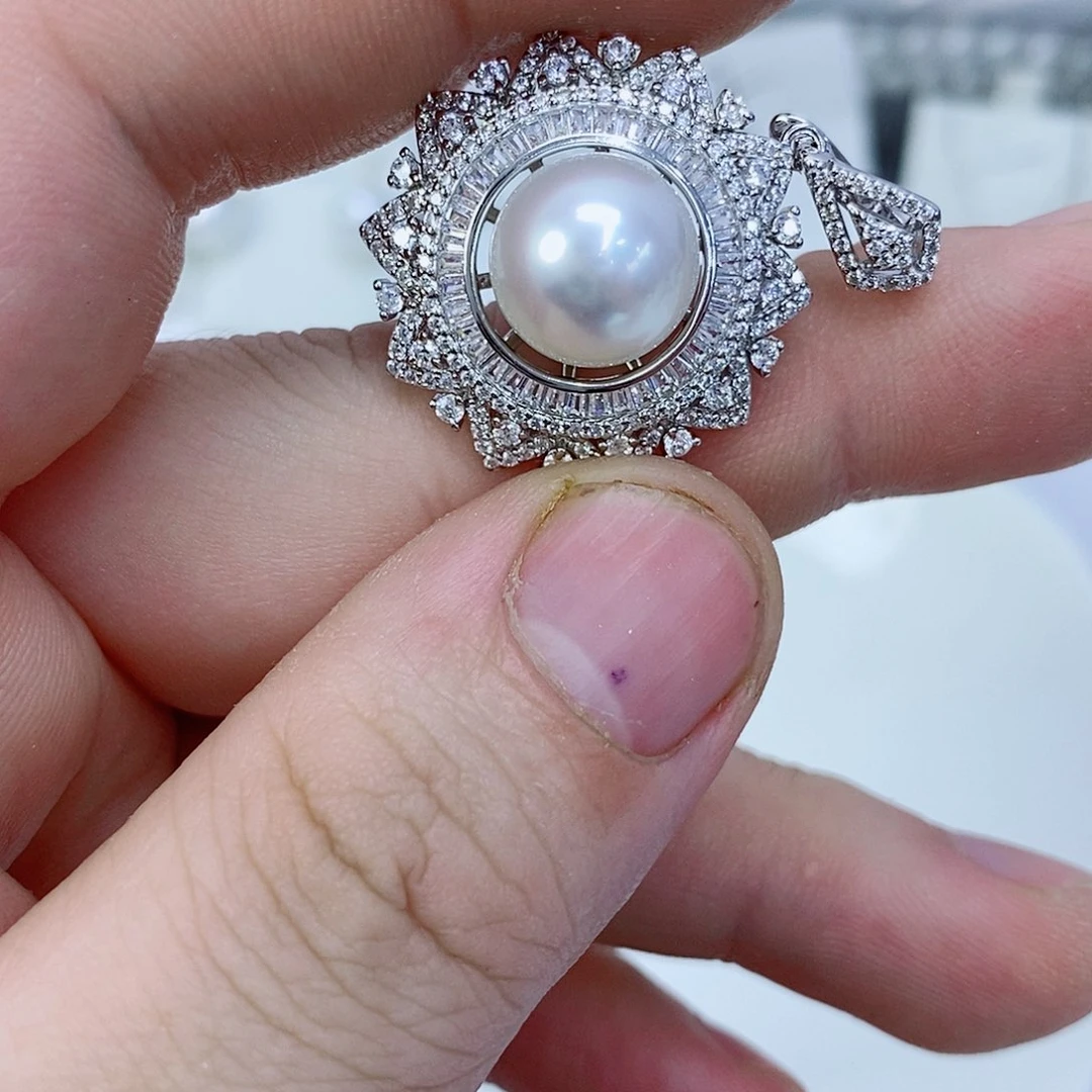 海水珍珠银S925镶嵌颈饰