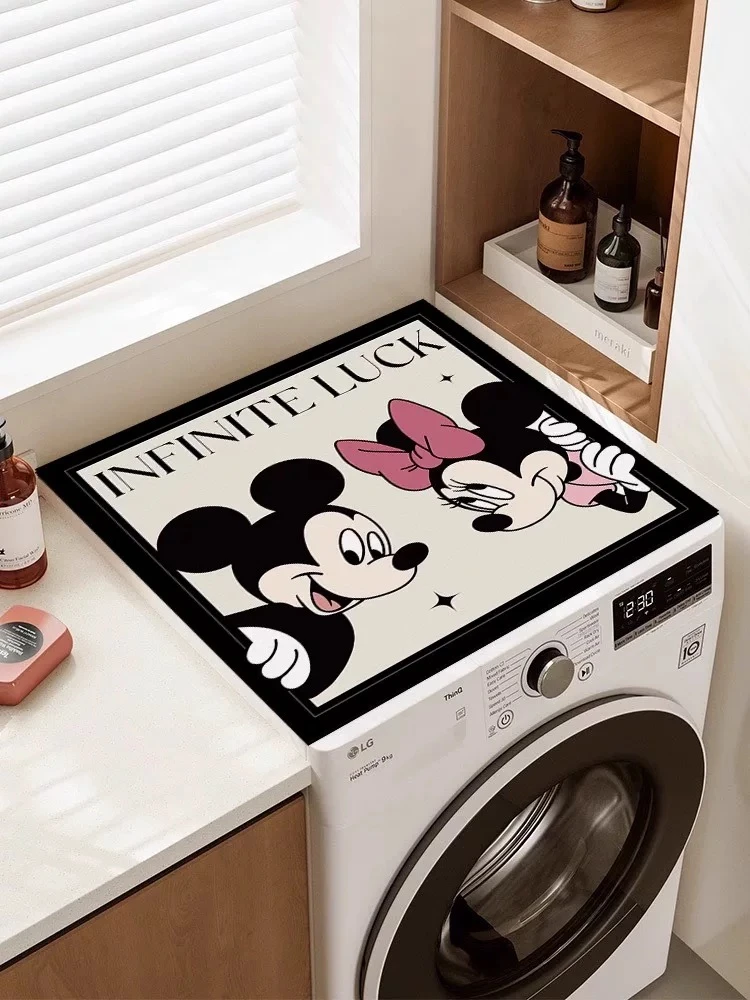 墨以-116【60x60】米奇图案滚筒洗衣机盖垫吸水防尘冰箱保护垫