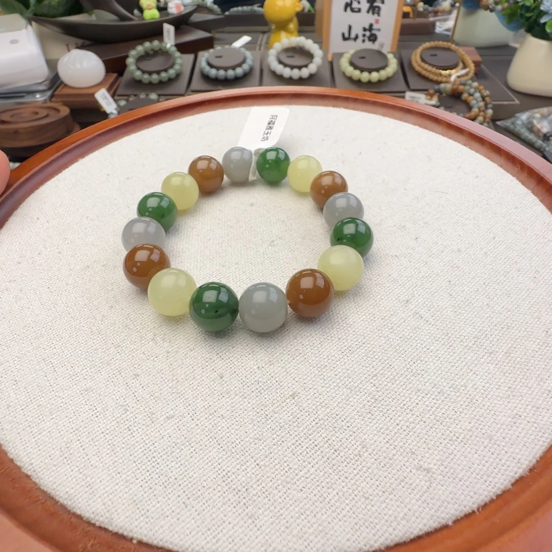 和田玉未镶嵌手链卡12多宝，25