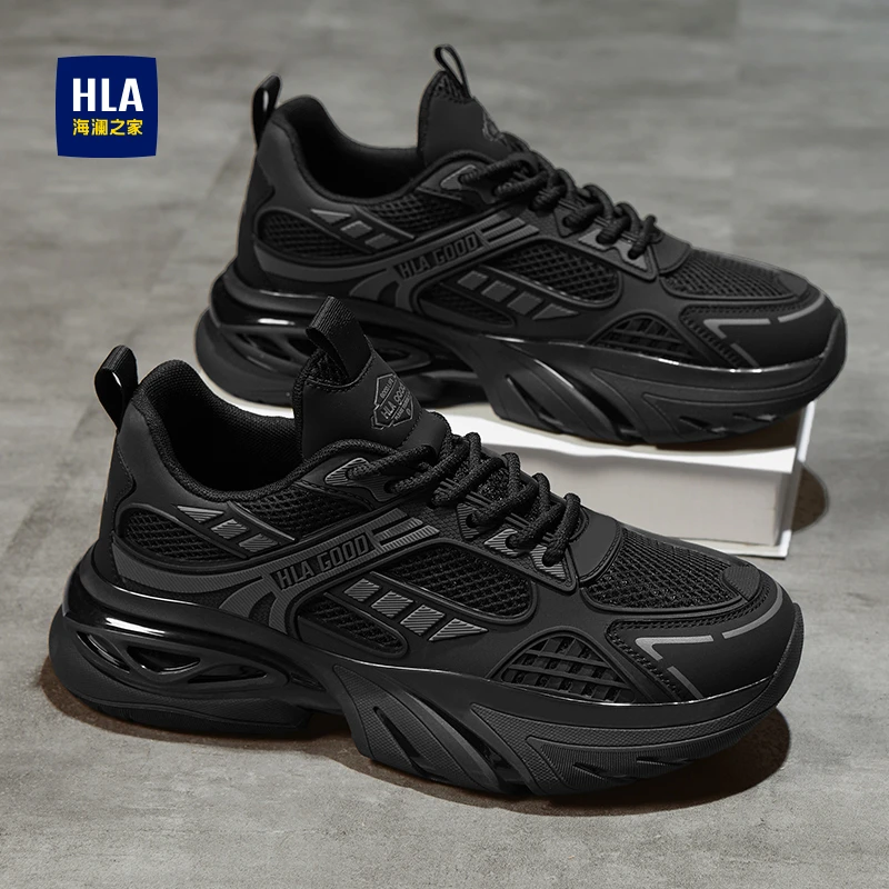 海澜之家黑武士老爹鞋男2025新款冬季网面跑步运动鞋增高休闲潮鞋