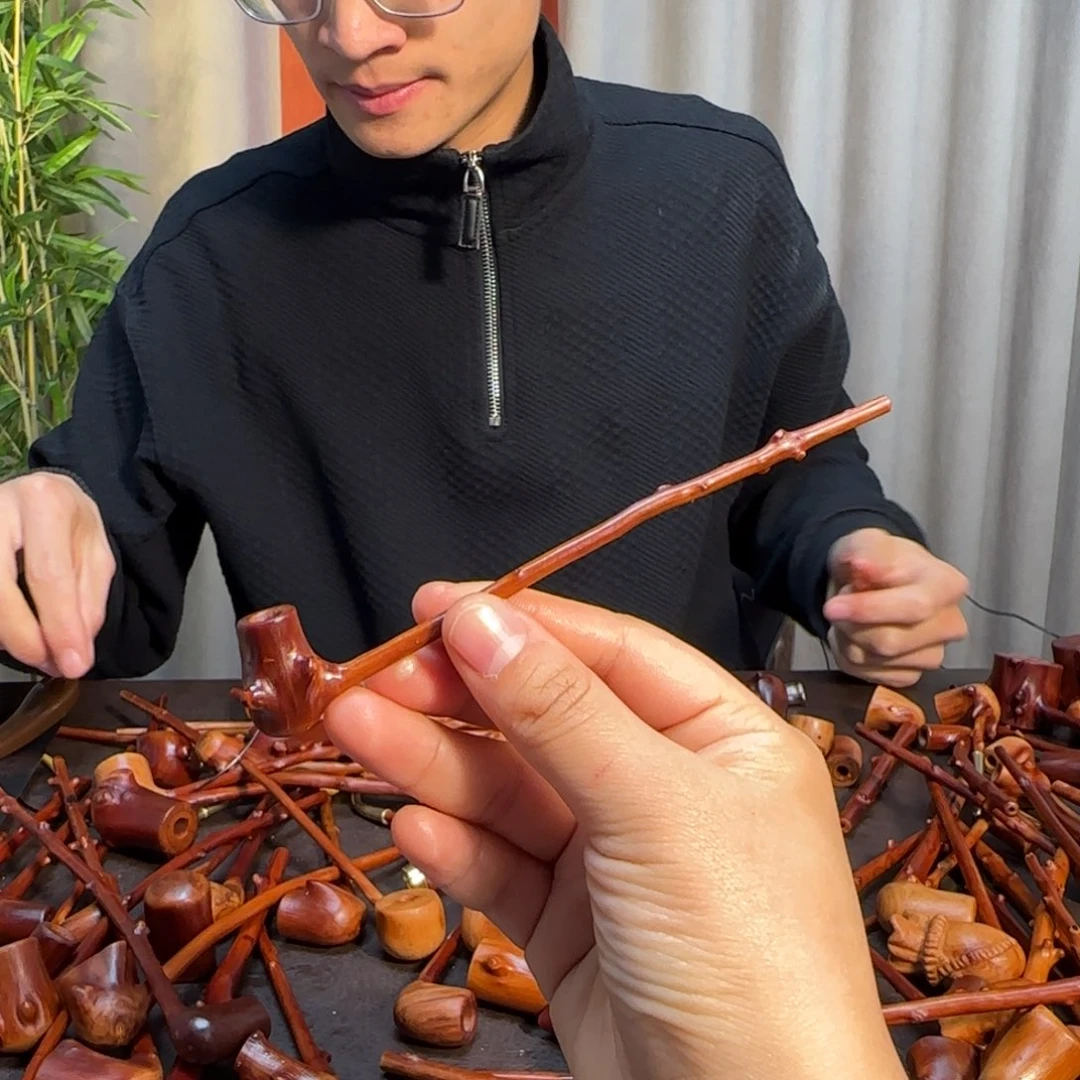 檬子木文玩手把件烟斗