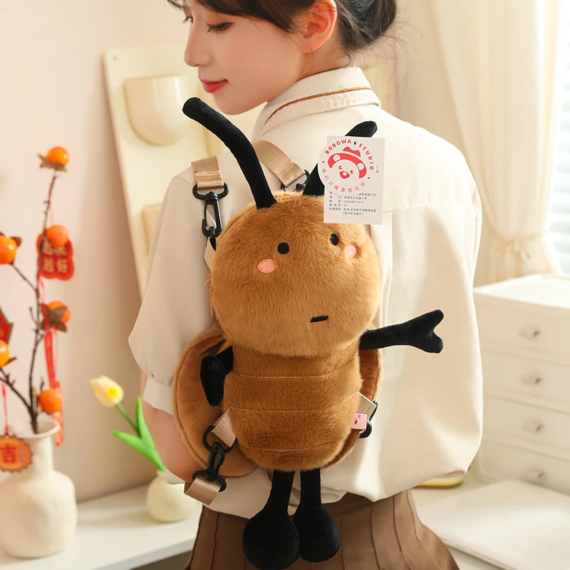 搞怪蟑螂小强小众毛绒包可爱卡通手机小包包女丑萌玩偶少女斜挎包