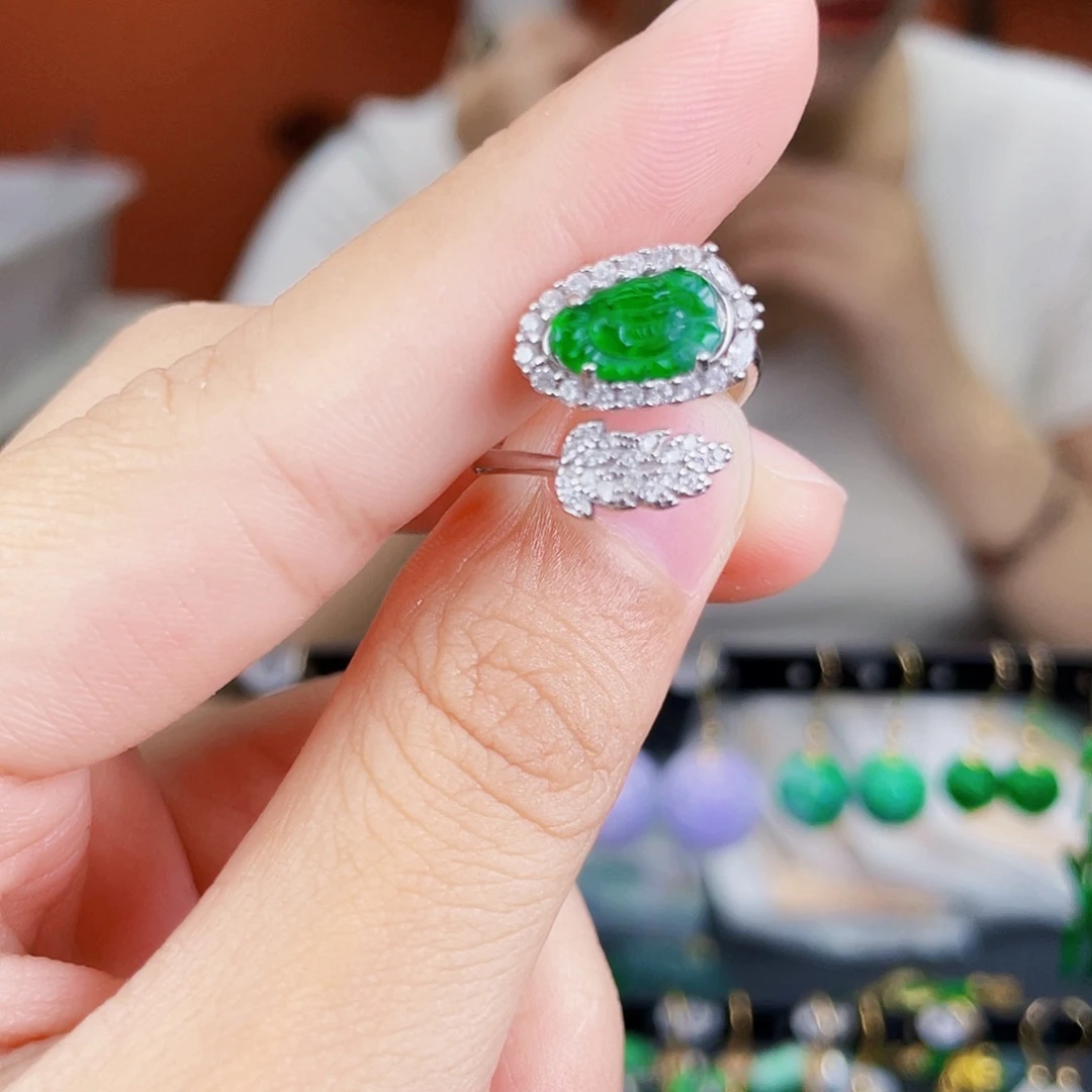 翡翠银S925镶嵌耳饰