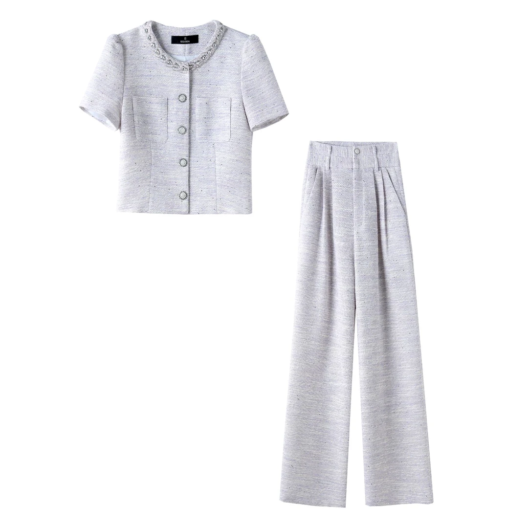 0834新款夏季显瘦气质上衣裤子一整套