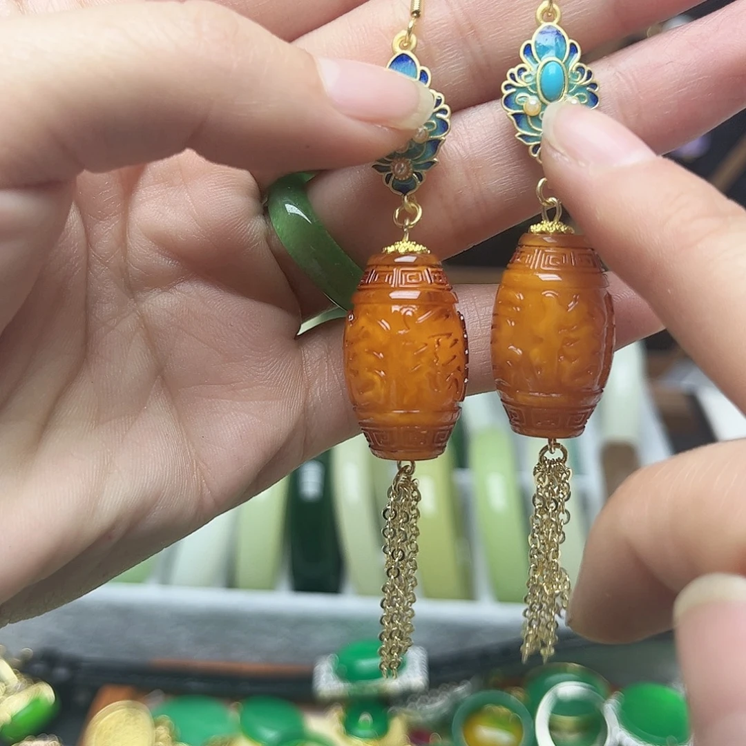 翡翠未镶嵌耳饰流苏