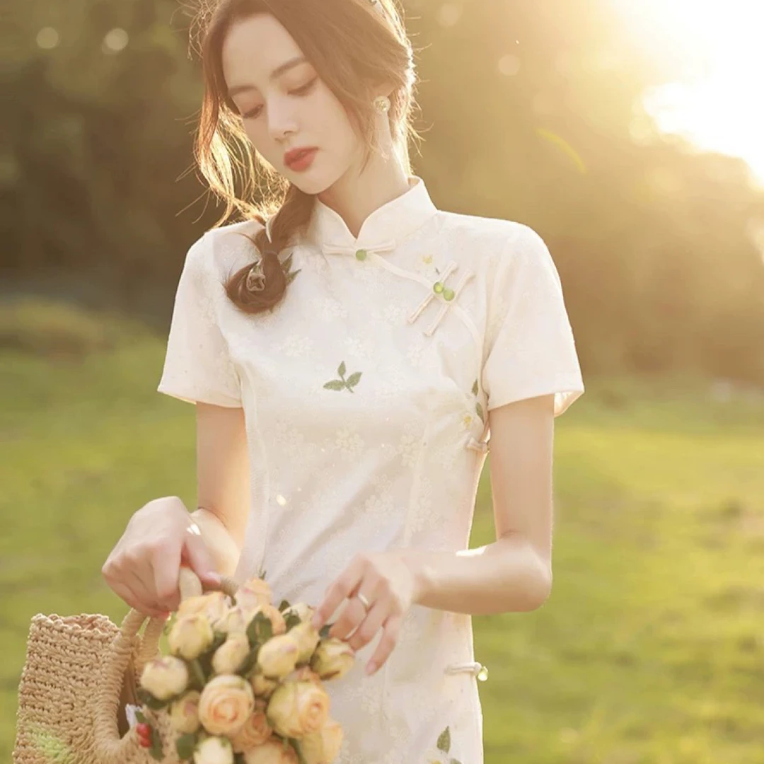 【2974 山茶花绣花】显瘦气质修身优雅复古中国风旗袍