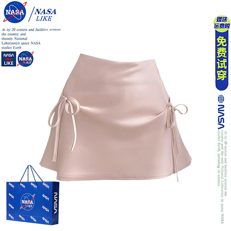 NASA设计感甜辣蝴蝶结短裙裤女夏季气质高腰A字裙粉色包臀短裙子