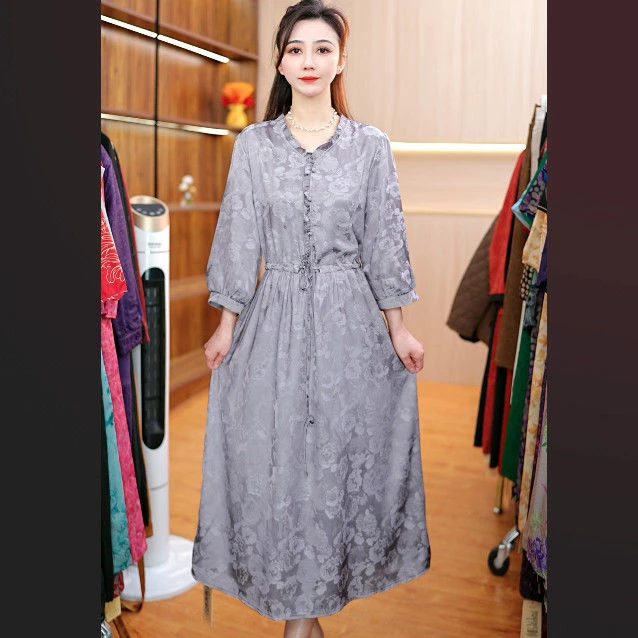 6228-66新款女士中袖连衣裙双面